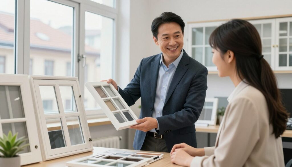Beratungsgespräch zu Altbau-Fenstern zwischen Experte und Eigentümer