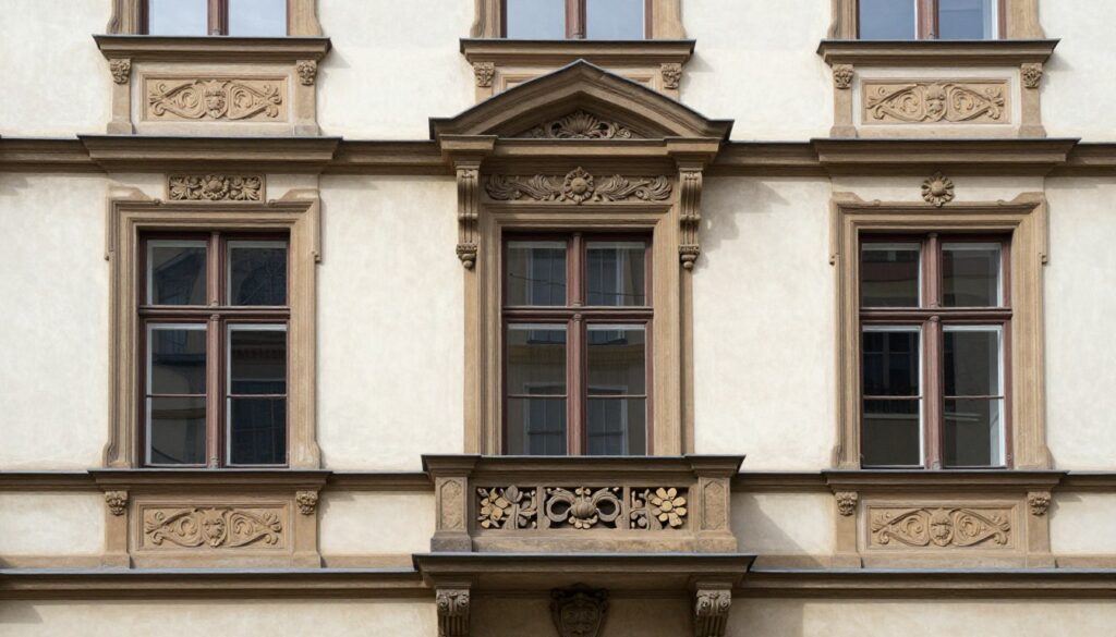 Denkmalgeschütztes Altbau-Gebäude mit restaurierten Originalfenstern
