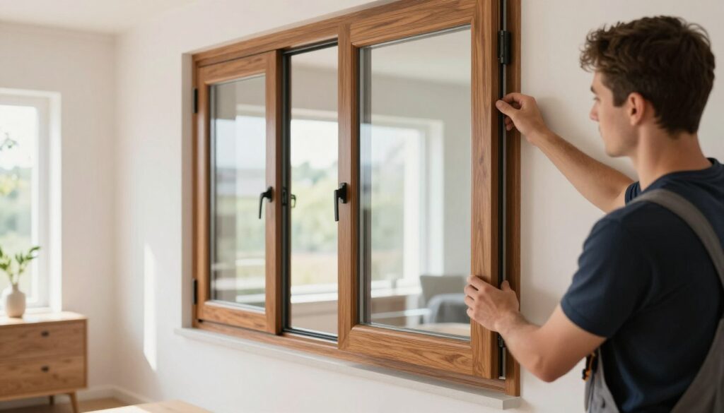 Zweiflügelige Fenster Installation